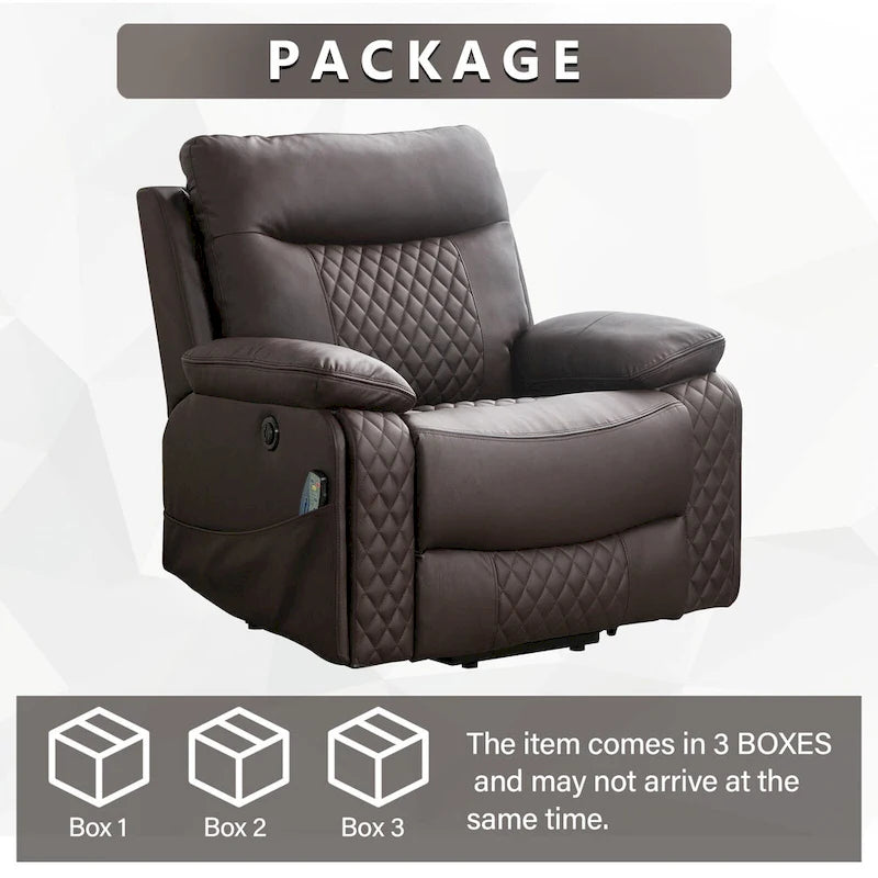 Fauteuil inclinable électrique chauffant de massage en cuir moderne pour personnes âgées