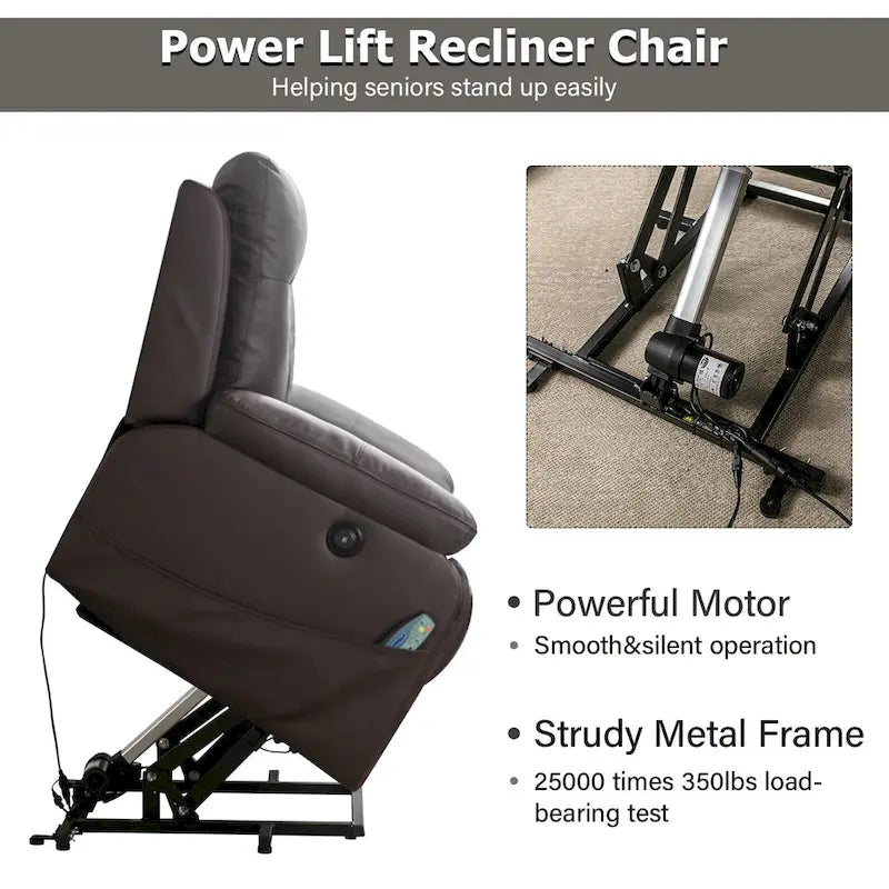 Fauteuil inclinable électrique chauffant de massage en cuir moderne pour personnes âgées