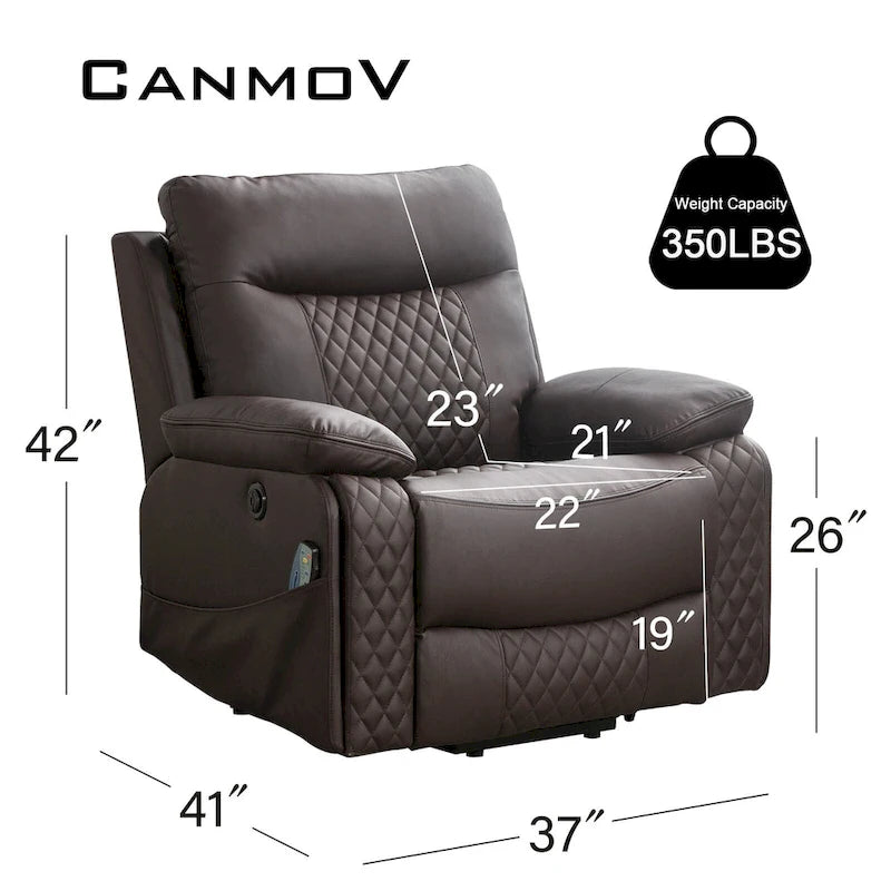 Fauteuil inclinable électrique chauffant de massage en cuir moderne pour personnes âgées