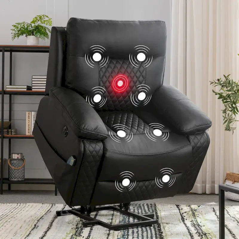 Fauteuil inclinable électrique chauffant de massage en cuir moderne pour personnes âgées