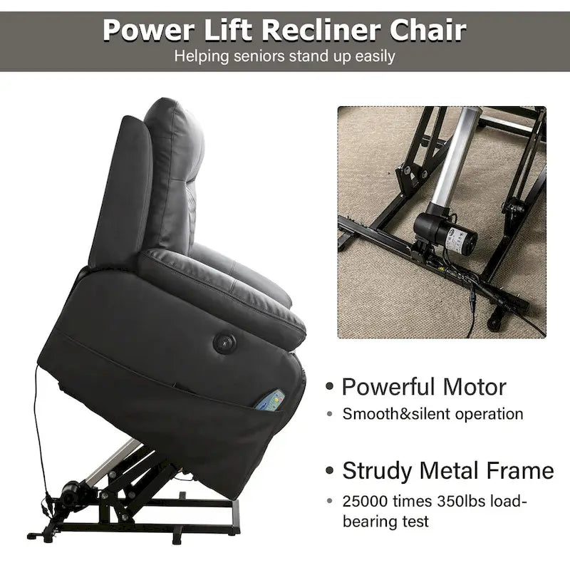 Fauteuil inclinable électrique chauffant de massage en cuir moderne pour personnes âgées