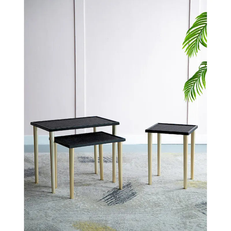 Tables d'appoint gigognes bicolores - Noir/Doré