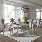 Magnolia Manor Antique White Weathered Bark 7 Piece Leg Table Set