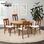 MECO Stakmore Urn Ensemble de chaises pliantes de salle à manger en bois massif de qualité supérieure avec siège rembourré en tissu, lot de 4, couleur bois de fruit/rose poudré