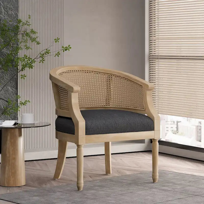 Fauteuil d'appoint en bois et rotin Steinaker