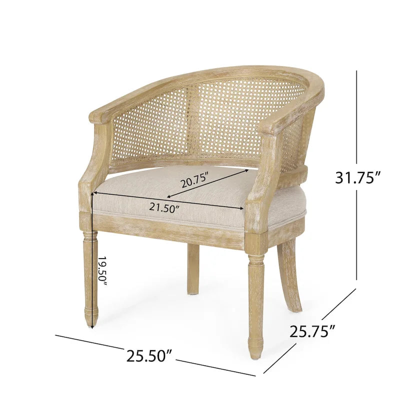 Fauteuil d'appoint en bois et rotin Steinaker