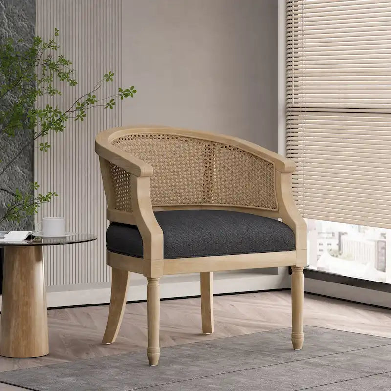 Fauteuil d'appoint en bois et rotin Steinaker