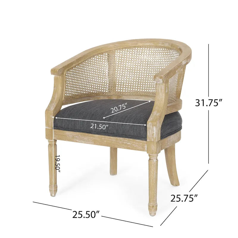 Fauteuil d'appoint en bois et rotin Steinaker