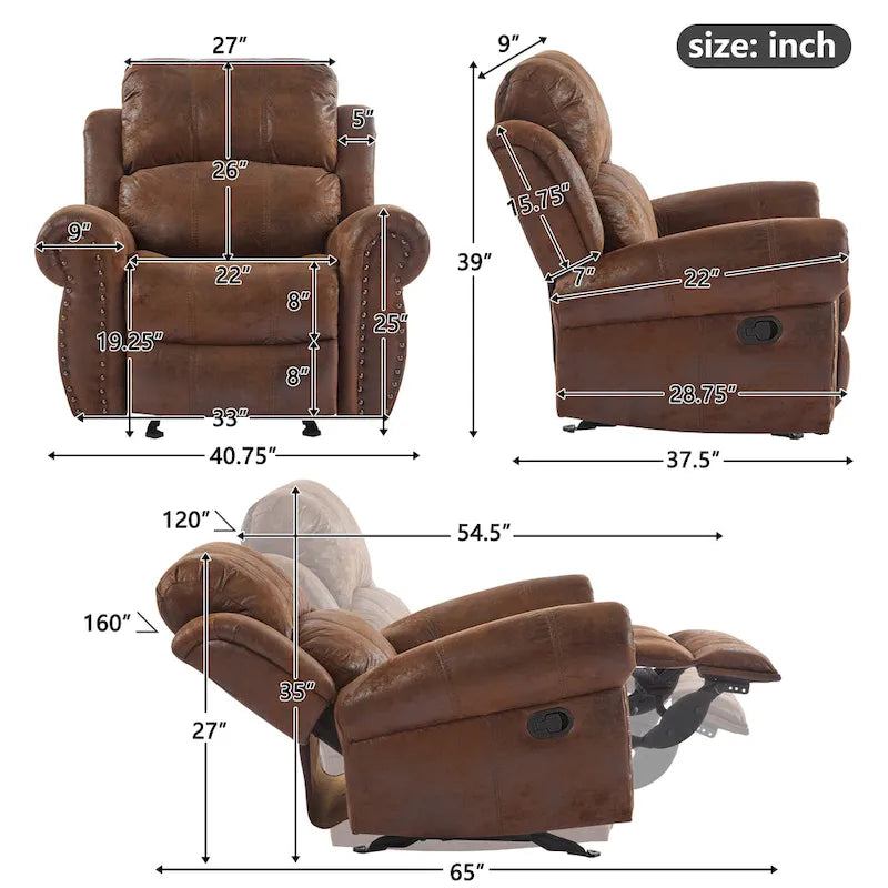 Fauteuil inclinable planeur en cuir reconstitué Charlie