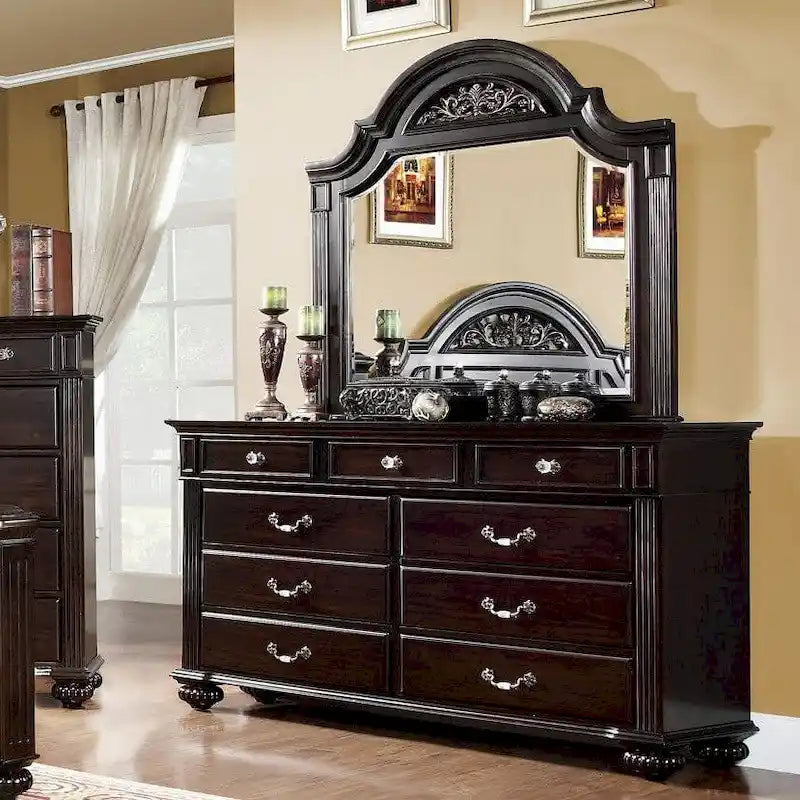 Commode traditionnelle à 9 tiroirs et miroir