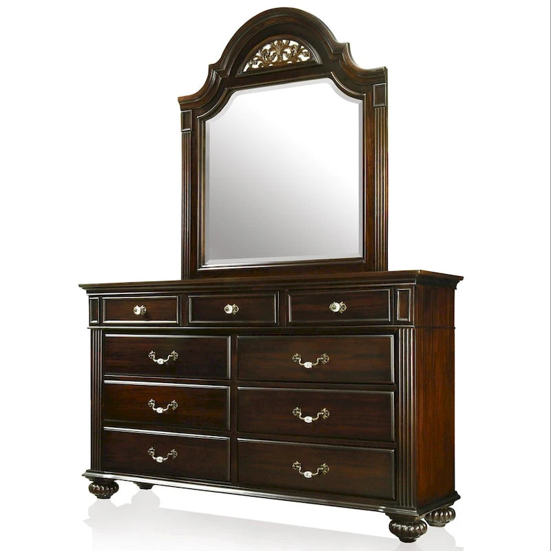 Commode traditionnelle à 9 tiroirs et miroir