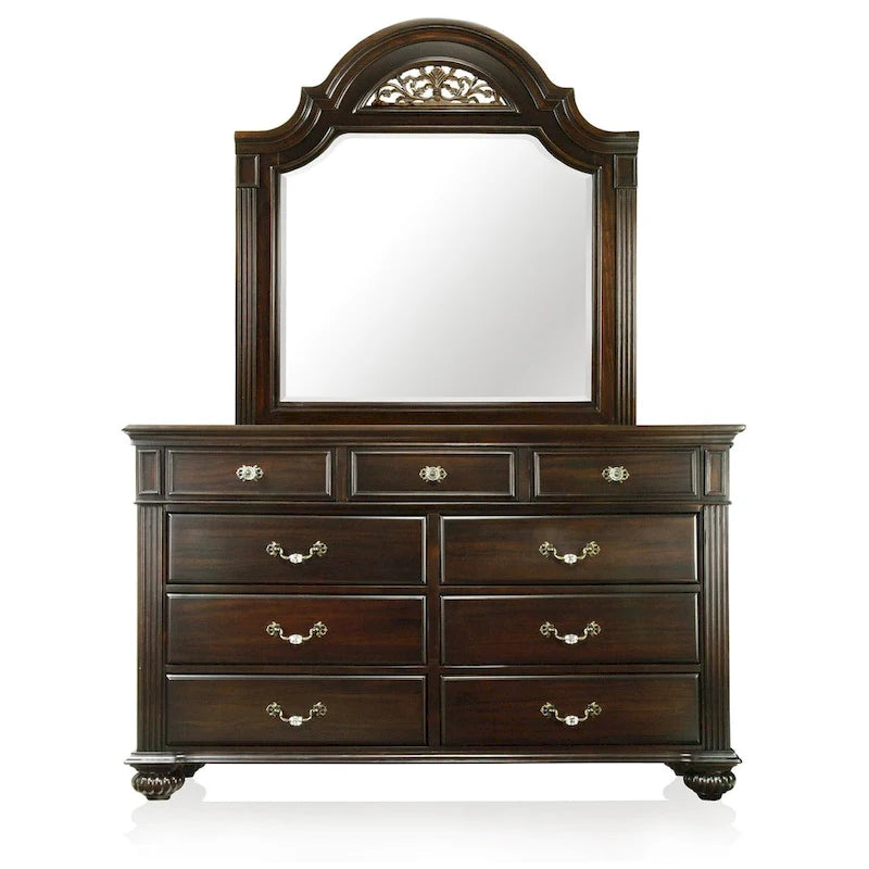 Commode traditionnelle à 9 tiroirs et miroir