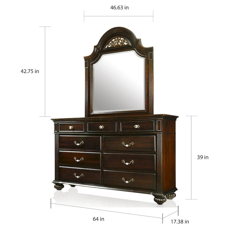 Commode traditionnelle à 9 tiroirs et miroir