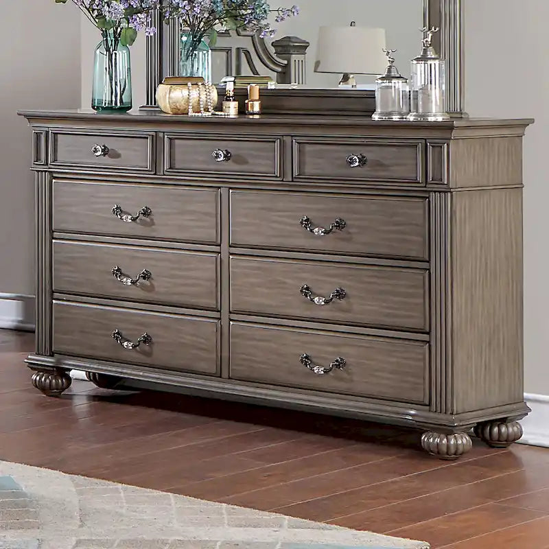 Commode traditionnelle à 9 tiroirs et miroir