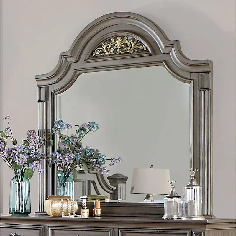 Commode traditionnelle à 9 tiroirs et miroir