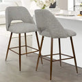 Tabouret de bar moderne rembourré pied noyer