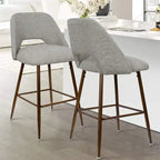 Tabouret de bar moderne rembourré pied noyer