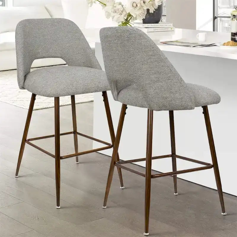 Tabouret de bar moderne rembourré pied noyer