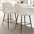 Tabouret de bar moderne rembourré pied noyer
