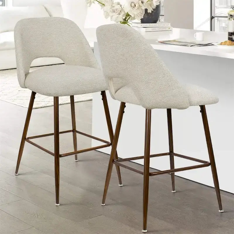 Tabouret de bar moderne rembourré pied noyer