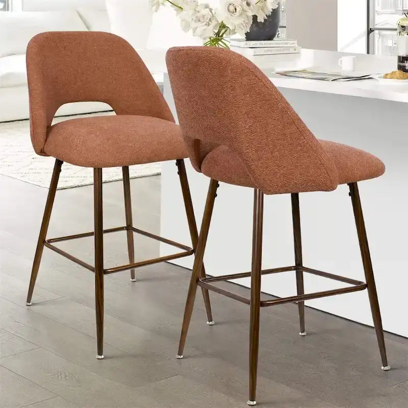 Tabouret de bar moderne rembourré pied noyer