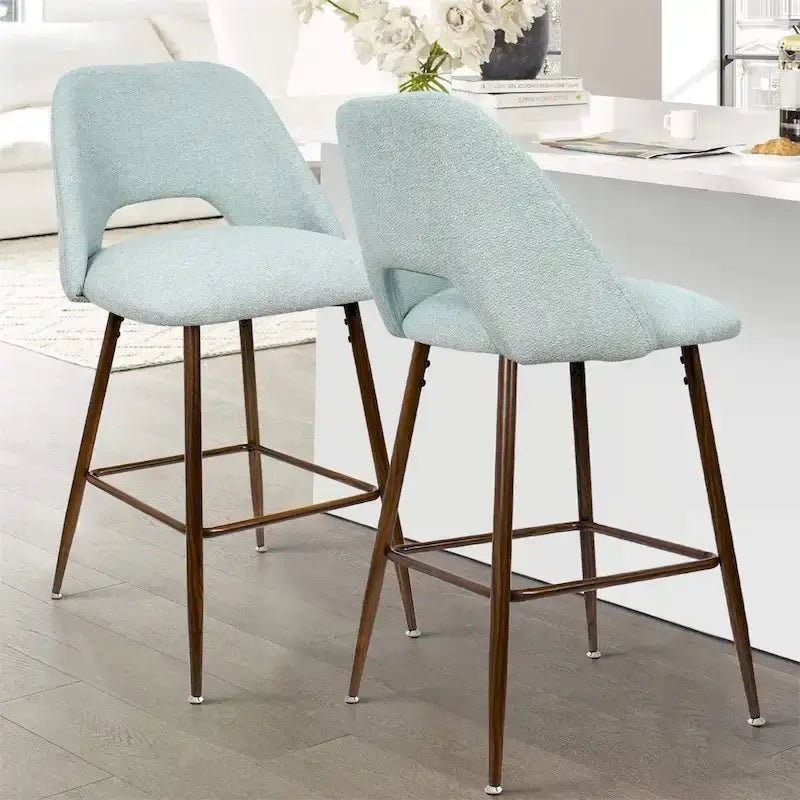 Tabouret de bar moderne rembourré pied noyer