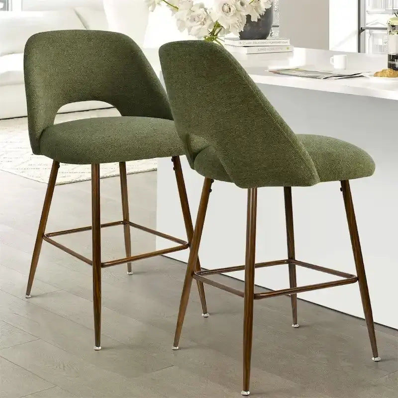 Tabouret de bar moderne rembourré pied noyer
