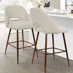 Tabouret de bar moderne rembourré pied noyer