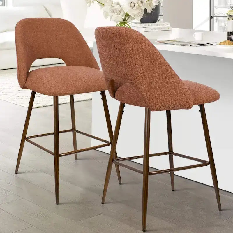 Tabouret de bar moderne rembourré pied noyer