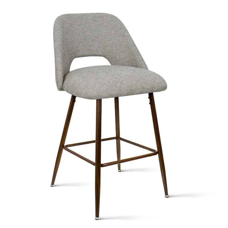 Tabouret de bar moderne rembourré pied noyer