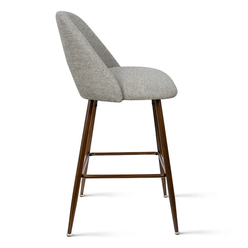Tabouret de bar moderne rembourré pied noyer