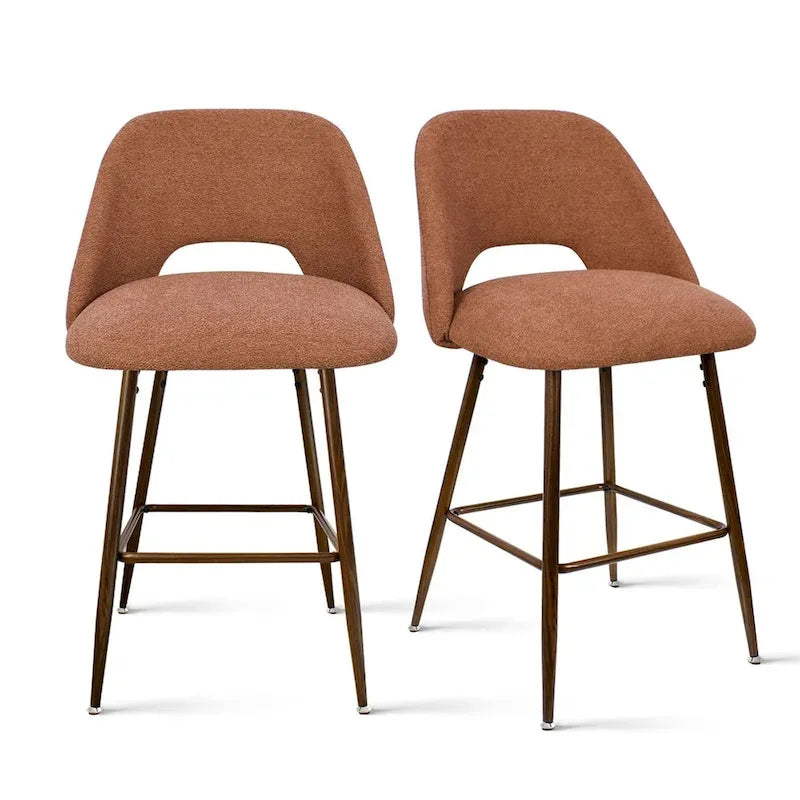 Tabouret de bar moderne rembourré pied noyer