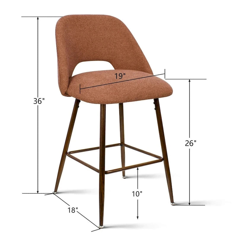 Tabouret de bar moderne rembourré pied noyer