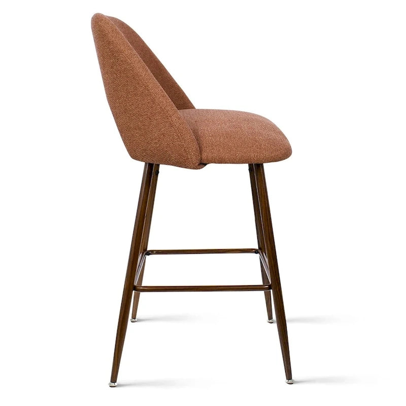 Tabouret de bar moderne rembourré pied noyer