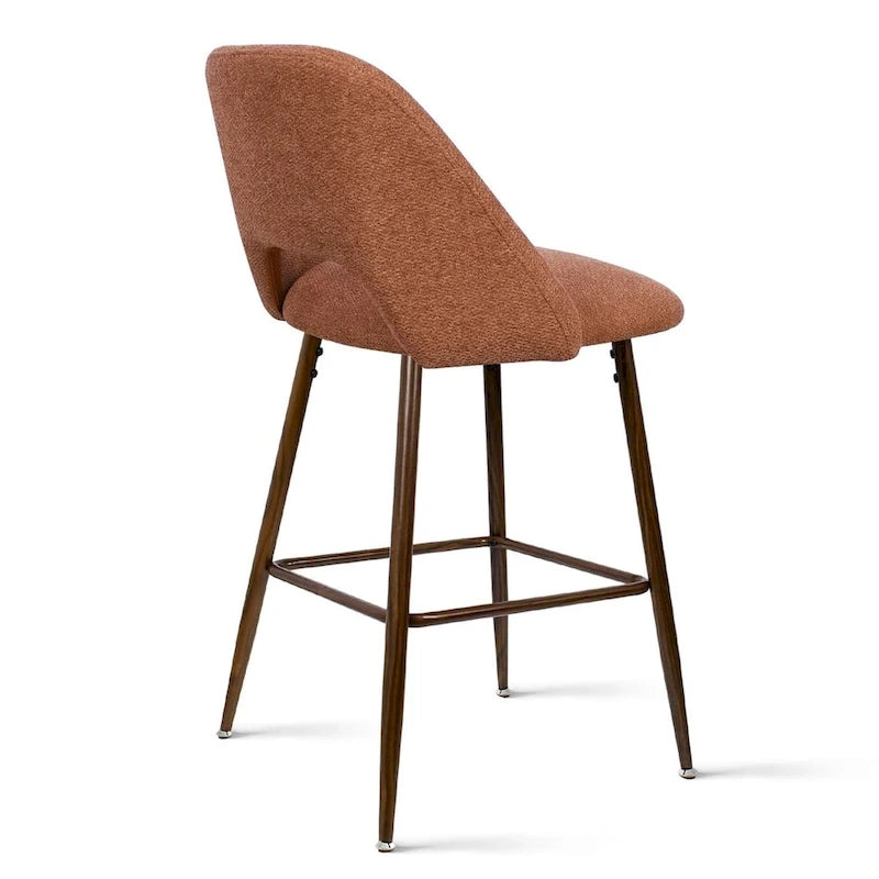 Tabouret de bar moderne rembourré pied noyer