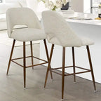 Tabouret de bar moderne rembourré pied noyer