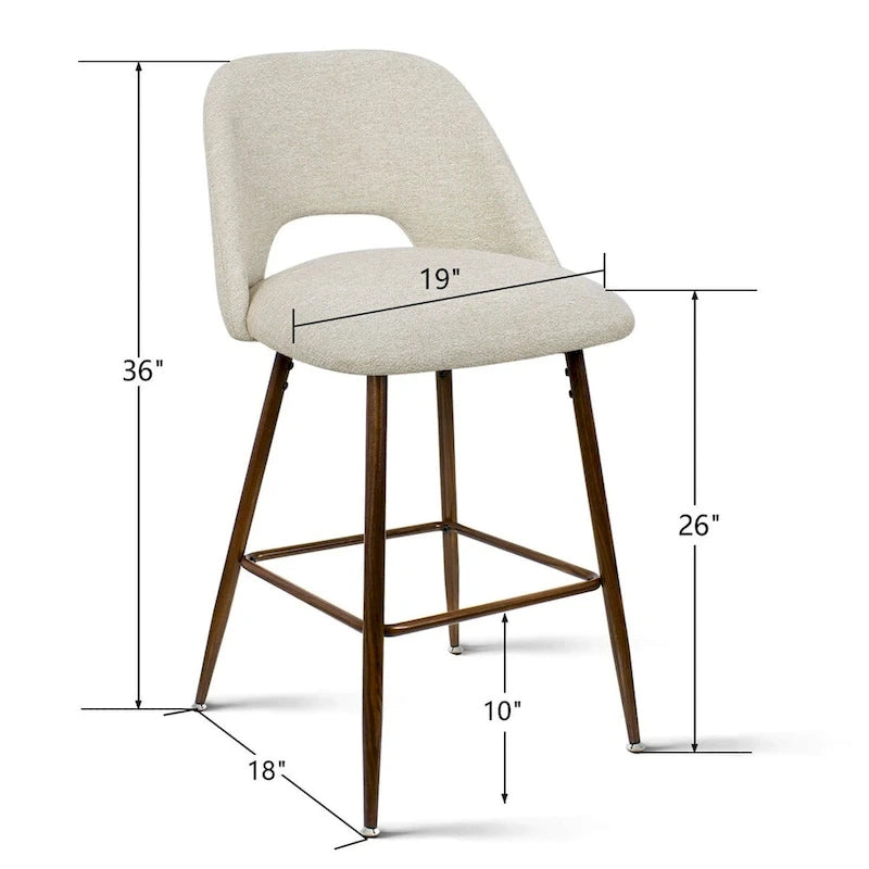 Tabouret de bar moderne rembourré pied noyer