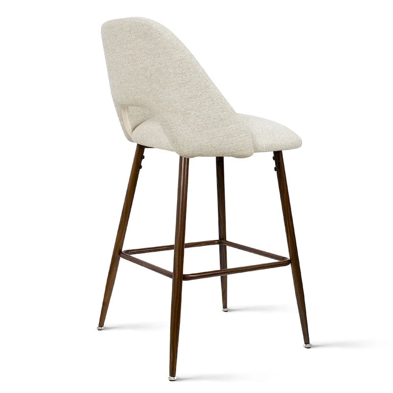 Tabouret de bar moderne rembourré pied noyer