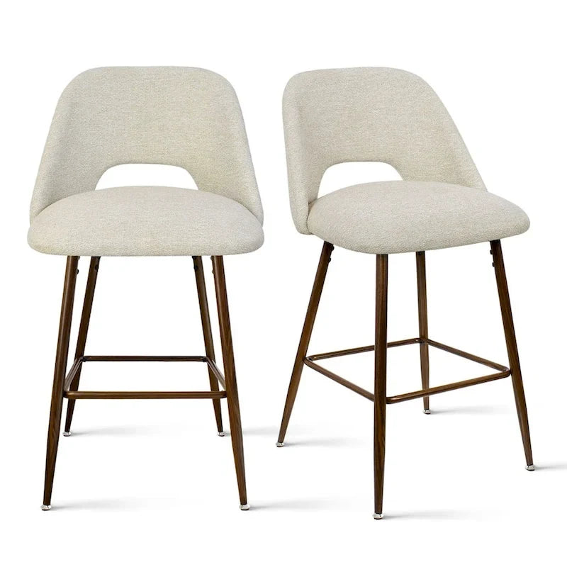 Tabouret de bar moderne rembourré pied noyer