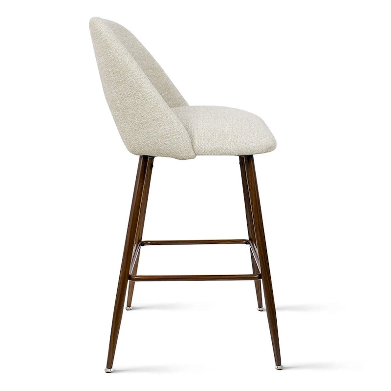 Tabouret de bar moderne rembourré pied noyer
