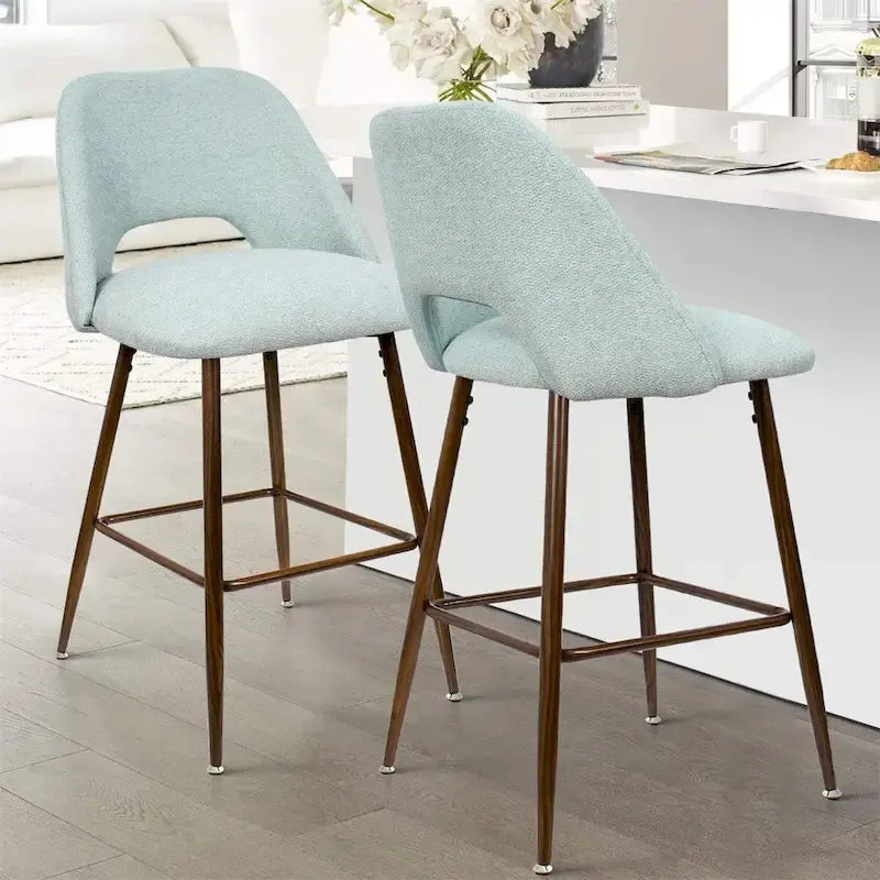 Tabouret de bar moderne rembourré pied noyer