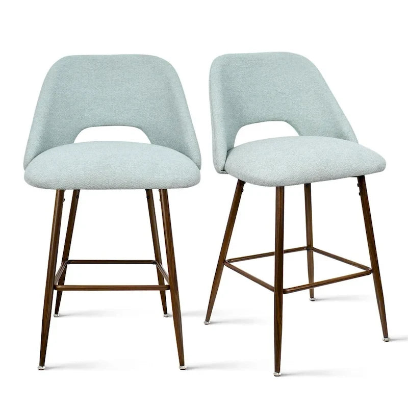 Tabouret de bar moderne rembourré pied noyer