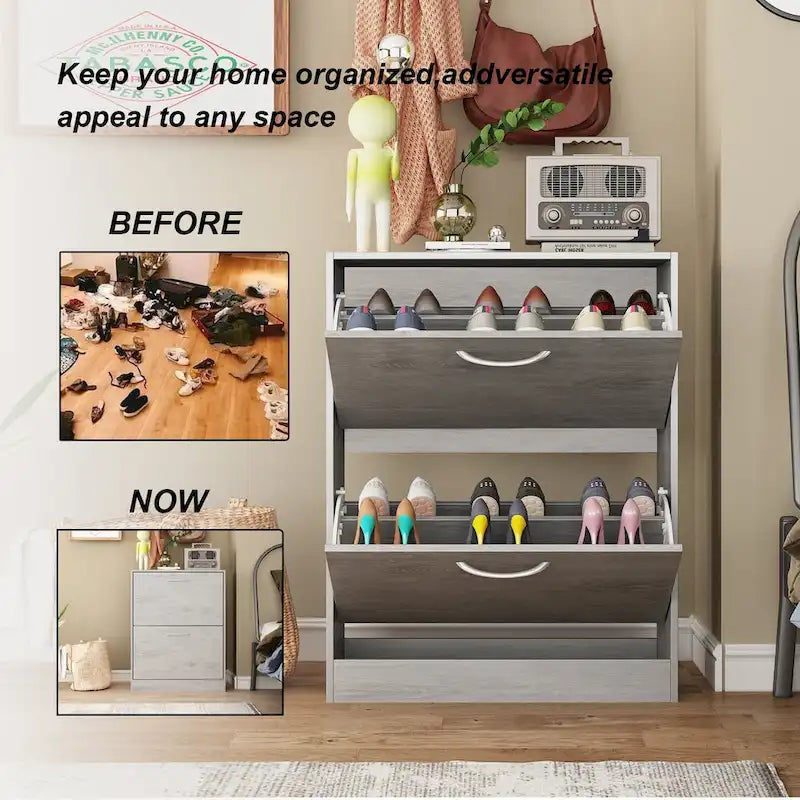 Meuble de rangement à chaussures à 2 niveaux pour entrée
