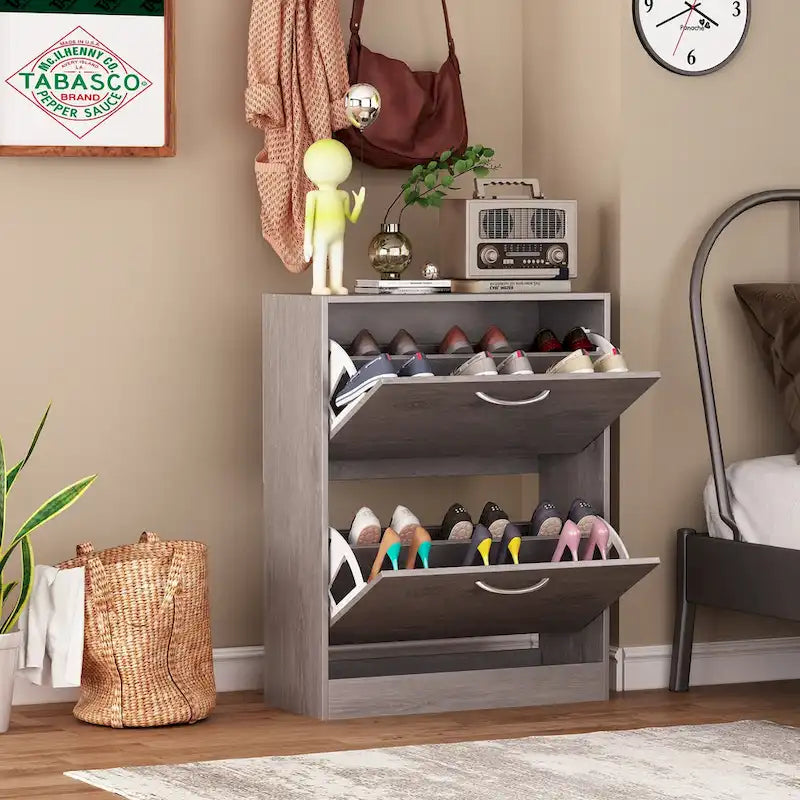 Meuble de rangement à chaussures à 2 niveaux pour entrée