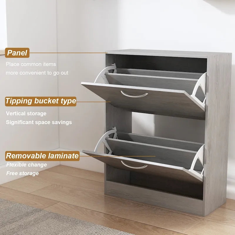 Meuble de rangement à chaussures à 2 niveaux pour entrée