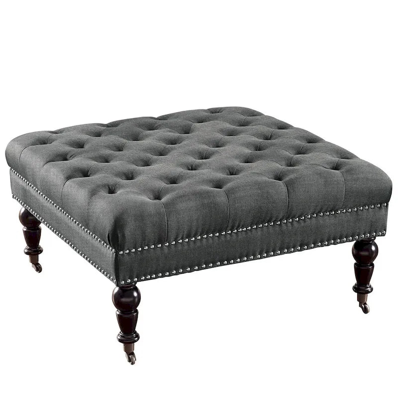 Pouffe carré capitonné Abigal Charcoal