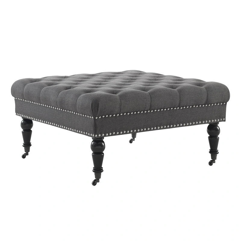 Pouffe carré capitonné Abigal Charcoal