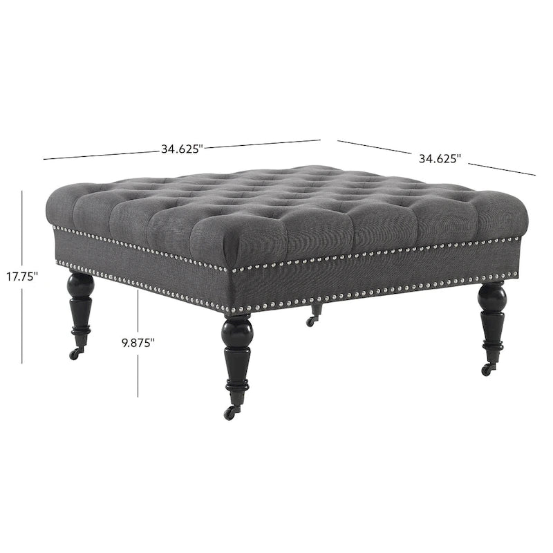 Pouffe carré capitonné Abigal Charcoal