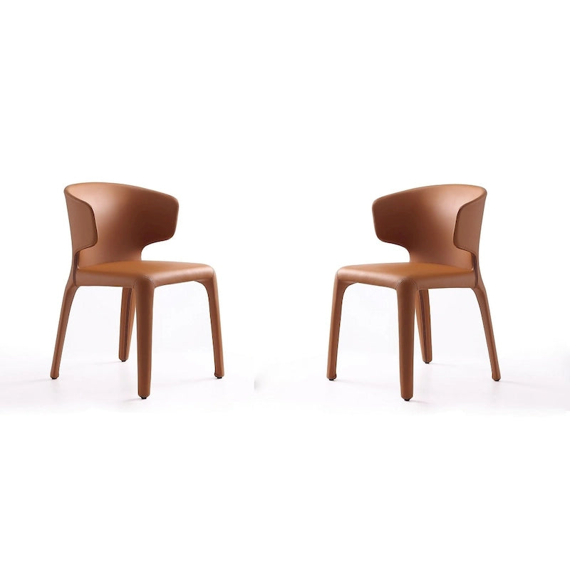 Chaise de salle à manger Conrad en similicuir crème