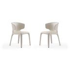 Chaise de salle à manger Conrad en similicuir crème